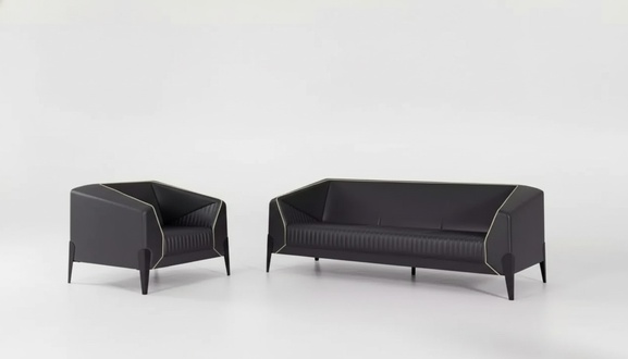 Schwarze BÃ¼romÃ¶bel Sofagarnitur Sessel Dreisitzer Komplettes MÃ¶bel Set