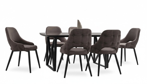 Schwarze Stilvolle Esszimmer Garnitur Luxus Esstisch 6x stÃ¼hle Set 7tlg.