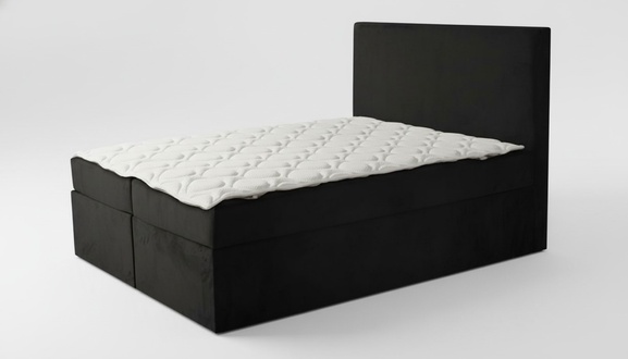 Schwarzes Doppelbett Klassisches SchlafzimmermÃ¶bel Design Eleganter Stoff neu
