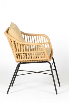 Sessel Beige GartenmÃ¶bel Veranda Lounge Terrasse Balkon Modern Polsterung