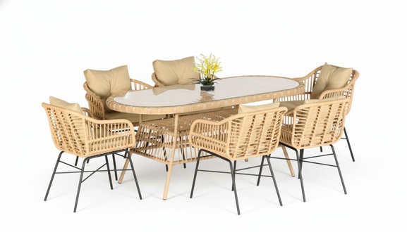 Set 7tlg. GartenMÃ¶bel Esstisch StÃ¼hl Terrasse Balkon Luxus Hochwertiges Garnitur