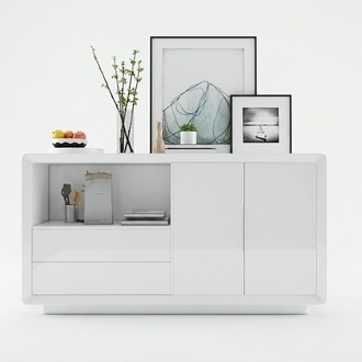 Sideboard 2 TÃ¼ren mit 2 Schubladen Schrank Sideboard WeiÃ Anrichte