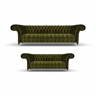 Sofagarnitur Komplett Wohnzimmer 2x Sofas Textil GrÃ¼n Einrichtung Neu