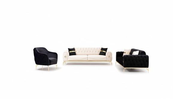 Stilvolle Chesterfield Couchgarnitur Edelstahl MÃ¶bel Sofas Sessel Couch Set