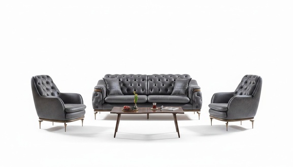 Stilvolles Chesterfield Wohnzimmer Set Couch Sofagarnitur 3+1+1 sitzer