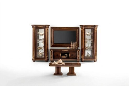 Wandschrank Wohnwand RTV Designer MÃ¶bel Wohnzimmer Vitrine Vitrinen
