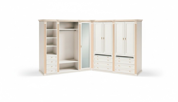 WeiÃer Eckkleiderschrank Stilvoller Glasschrank Schlafzimmer MÃ¶bel Neu