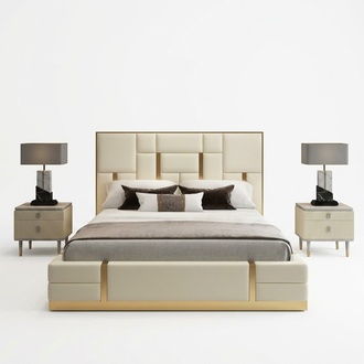 WeiÃes Doppelbett Schlafzimmer Luxus Holzgestell Designer Edelstahlbett