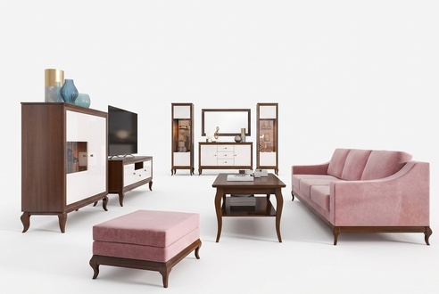 Wohnzimmer Set Vitrine Kommode Spiegel WohnwÃ¤nde Kommoden Design