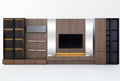 Wohnzimmer Wohnwand rtv Lowboard Holz Braun MÃ¶bel Fernseh Neu xxl 530cm