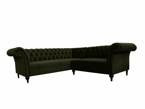 Chesterfield Ecksofa Eckcouch Designer Sofa Couch Samt DunkelgrÃ¼n Ledersofa