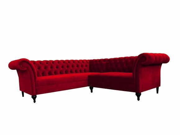 Chesterfield Ecksofa Eckcouch Designer Sofa Couch Samt Hellrot Ledersofa