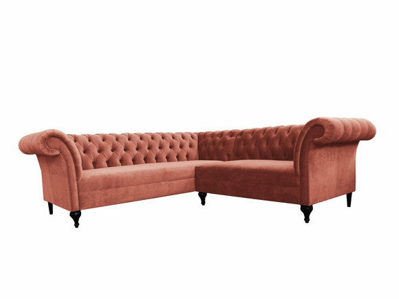 Chesterfield Ecksofa Eckcouch Designer Sofa Couch Samt Hellrosa Ledersofa